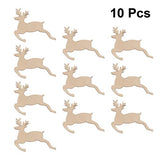 SUPVOX Wooden Chip Unfinished Wood Ornaments DIY Accessories Wood Cutouts Christmas Reindeer Wood Patches Home Bar Wedding Party 10pcs SUPVOX