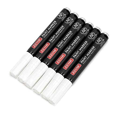 ZEYAR Permanent Oil-Based Paint Markers, Medium Point, Waterproof ink, Expert of Rock Painting, Great on Mug, Rock, Glass, Canvas, Metal and more (6 ZEYAR