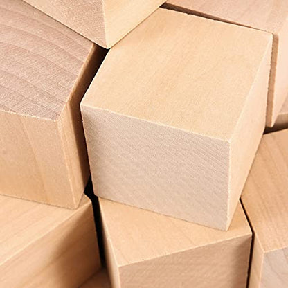 HOIGON 20 PCS 2 Inch Wooden Cubes Unfinished Wood Blocks, Natural Premium Square Blank Wooden Block for Craft Decorating Puzzle Painting Making DIY