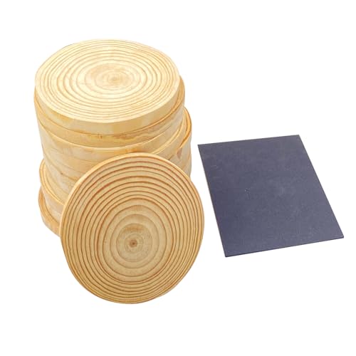 12 Pack 4 Inch Solid Hardwood Coasters Round Unfinished Wood Slice for Burning Painting Crafts