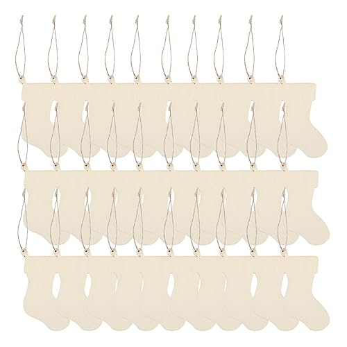 ARTIBETTER 50pcs Wooden Stocking Cutouts Unfinished Christmas Ornaments Hanging Pendant Christmas Stocking for DIY Crafts Decoration,Christmas Tree - WoodArtSupply