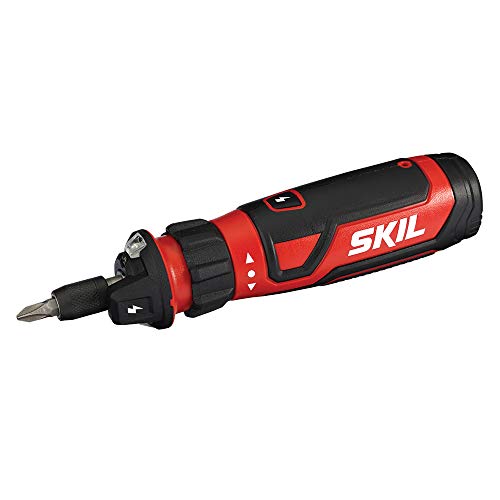 SKIL Rechargeable 4V Cordless Screwdriver with Circuit Sensor Technology Includes 45pcs Bit Set, USB Charging Cable, Carrying Case - SD561204 - WoodArtSupply