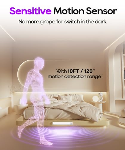 Under Cabinet Lights 2 Pack, 3200mAh Motion Sensor Light Indoor, Under Cabinet Lighting Wireless, 12.7Inch Closet Lights, 56 LED Lights for Bedroom, - WoodArtSupply