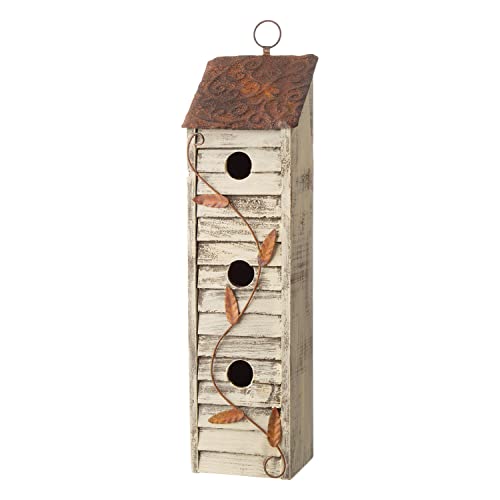 Glitzhome Wooden Three-Tier Hanging Distressed Garden Bird Houses for Outside 18" H glitzhome