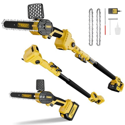 TROOZY Cordless Pole Saw & Mini Chainsaw 2-IN-1, 21V 3Ah Battery Powered 6 Inch Brushless Electric Rotatable Pole Saw, 15-Foot Max Reach &