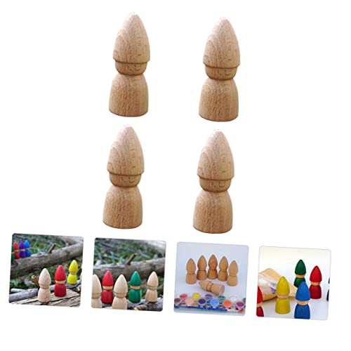VILLCASE 4pcs Puppet Toys DIY Painting Doll peg Doll kit Family peg Doll Unfinished Doll Toy Unfinished People Wood Rounds Kids playset Home DIY VILLCASE