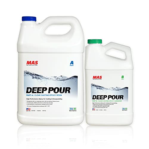 MAS Epoxies Deep Pour Epoxy Resin Kit - Crystal Clear, Slow Curing Epoxy Resin for Casting, River Tables, Encapsulating, Live Edge Slabs, Molds, MAS