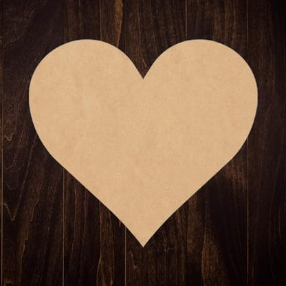 Wooden Valentine Heart 7 Inch Shape, Unfinished Wood Love Heart Craft Cutout, Blank Door Hanger