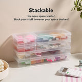 novelinks Stackable Plastic Clear Storage Box Containers with Latching Lid - Art Craft Supply Organizer Storage Containers for Pencil Box, Lego, novelinks
