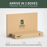 FEZIBO 63" Triple Motor L Shaped Standing Desk with LED Strip & Power Outlets, Height Adjustable Stand up Corner Gaming Desk with Ergonomic Monitor FEZIBO