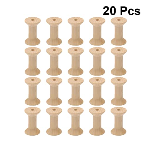 VILLCASE 60 Pcs Empty Thread Spools Wooden Thread Spools Glass Holder Yarn Kit Weaving Kit Thread Stand Thread Spools Empty Wood Spools Wire VILLCASE
