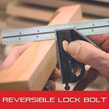 Starrett Student Combination Square - Ideal for Youngsters and Apprentices - 150mm Blade Length, Cast Iron Head, Hardened and Tempered Square Blade, Starrett