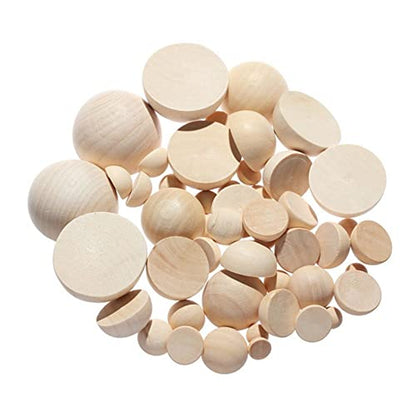 Half Wood Balls Bead Unfinished Natural Split Wood Beads, Natural Split Unfinished Craft Balls, Round Half Wooden Balls Wood Craft Balls(10mm-100pcs)