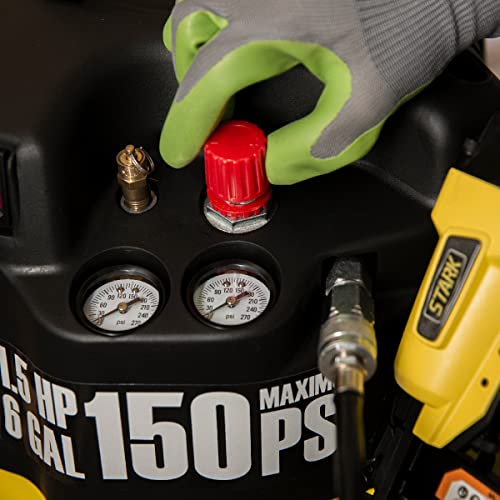 Stark 6 Gallon Pancake with 18 Gauge Brad Nailer Set Electric Oil-Less Air Compressor, 150 PSI Stark USA
