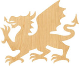3 Pcs Welsh Dragon Supply 3" Wooden Shape Ornaments Unique Unpainted Smooth Surface Unfinished Laser Cutout Wood Sheets Boards for Crafts 1/8 Inch WoodArtSupply