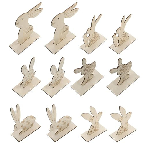 FUNOMOCYA 12 Sets DIY Rabbit Wood Decor Dining Room Table Decor Spring Decor Wooden Embellishments Craft Unfinished Wood Bunny Cutout Unfinished Wood FUNOMOCYA