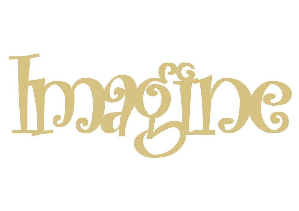 Word Imagine Cutout Unfinished Wood Home Decor Everyday Door Hanger MDF Shaped Canvas Style 1