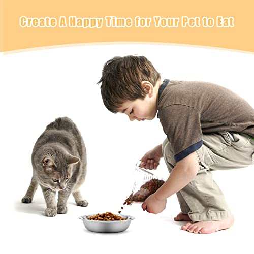 12 PCS Cat Bowls Whisker Friendly, Shallow Wide Flat Cat Food Bowls Stainless Steel,Metal Cat Dishes Whisker Fatigue Relief,Replacement Basic Cat - WoodArtSupply