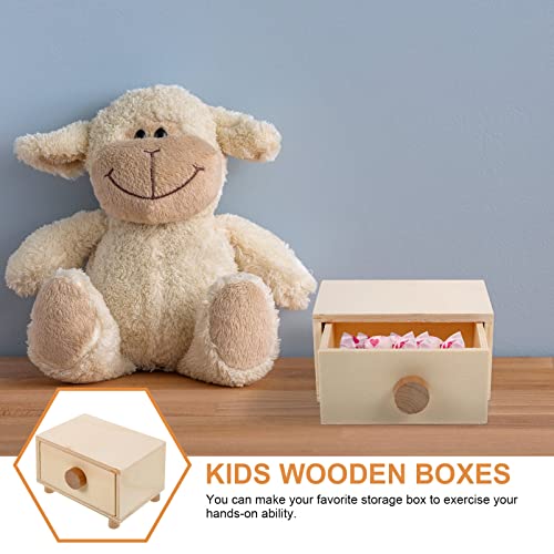 ARTIBETTER Unfinished Wooden Jewelry Drawer Box: Mini Wood Craft Box 3pcs Natural DIY Craft Stash Boxes Treasure Box Jewelry Organizer Holder Storage ARTIBETTER