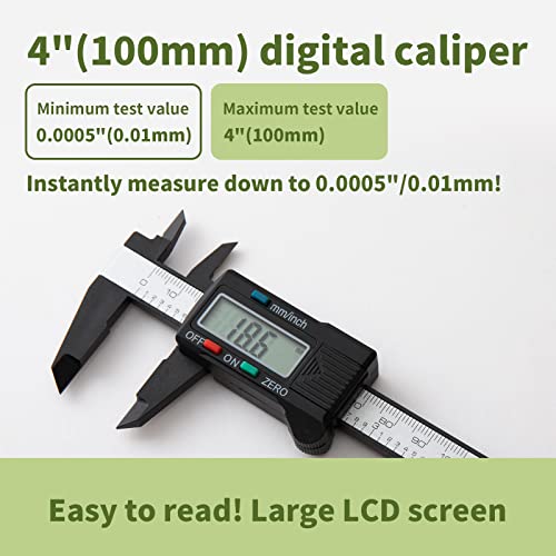 SCITOOLS Digital Caliper 0-4"Measuring Tool, Micrometer Caliper with Auto-Off Feature, Interchangeable Between inches and millimeters for Jewelry SCITOOLS