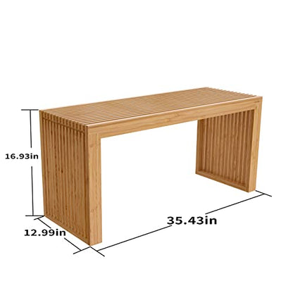 APRTAT Bamboo Dining Bench,Indoor Storage Bench Wood | Kitchen & Living Room Furniture-35.43L x 12.99W x 16.93H in
