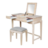 International Concepts, Unfinished Vanity Table with Bench IC International Concepts