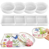RESINWORLD 8 Pack Deep Coaster Molds, Square Round Coaster Resin Molds, Small Coaster Silicone Molds for Resin Casting, for Flower Bouquet ResinWorld