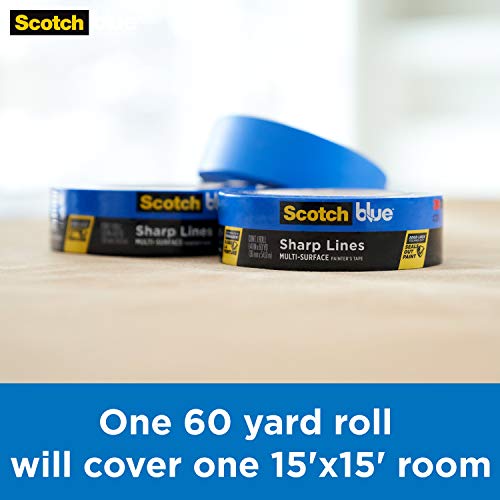 ScotchBlue Sharp Lines Multi-Surface Painter's Tape, 0.94 Inches x 60 Yards, Blue, Paint Tape Protects Surfaces and Removes Easily, Edge-Lock ScotchBlue