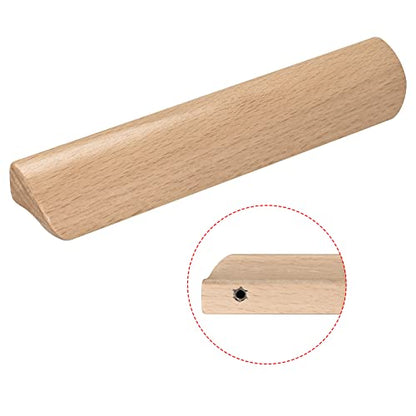 uxcell Wood Pull Handles, 6" 6Pcs Wooden Drawer Unfinished Knobs Pulls for Kitchen Furniture Drawer Wardrobe Cupboard with Screws