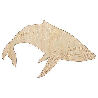 Happy Humpback Whale Unfinished Wood Shape Piece Cutout for DIY Craft Projects - 1/4 Inch Thick - 6.25 Inch Size - WoodArtSupply