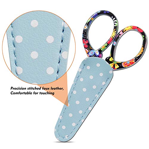 Hisuper Sewing scissors sharp Embroidery Crafting Threading Scissors with Leather Scissors Cover for Needlework Craft Art Work Manual Handicraft DIY Hisuper