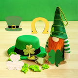 MAYJOYDIY 8pcs Shamrock Wooden Cutouts Unfinished Wood Shamrock Clover Cutouts Shamrock/Horseshoe/Four Clover/Hat Ornaments for DIY Craft Art MAYJOYDIY