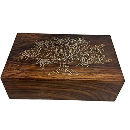 collectiblesBuy Handmade Wooden Box Hinged Lid Brown keepsake Unfinished Jewelry and DIY Crafts Storage Box for Women Jewel Organizer Golden Floral