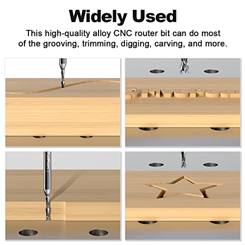 FivePears Up&Down Cut Compression Spiral Router Bit for CNC, 1/8 inch Cutting Diameter and 3/4 inch Cutting Length 1/4 in Shank Carbide End Mill FIVEPEARS