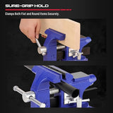Heavy Duty Bench Vise 4.5 Inch: Table Clamp Woodworking Vice Press Drill Tools Workbench Wood Metal Pipe Work Shop Block Swivel Slide Cross Welding SEDY