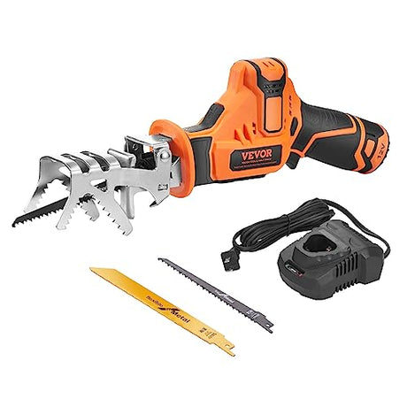 VEVOR Cordless Reciprocating Saw, 0-2700RPM Variable Speed, 0.8" Stroke Fast Cutting, 12V 45 Mins Fast Wireless Charging, Battery Powered with Branch VEVOR