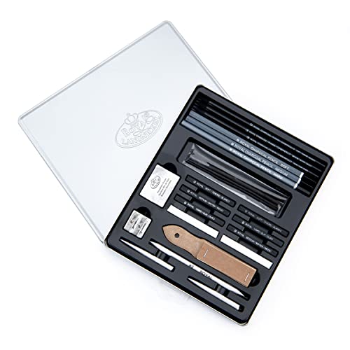 Royal & Langnickel Essentials(TM) Medium Charcoal Art Set W/Tin - WoodArtSupply