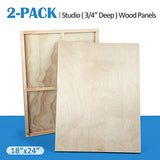 Unfinished Birch Wood Canvas Panels Kit, Falling in Art 2 Pack of 18x24’’ Studio 3/4’’ Deep Cradle Boards for Pouring Art, Crafts, Painting, and More Falling in Art