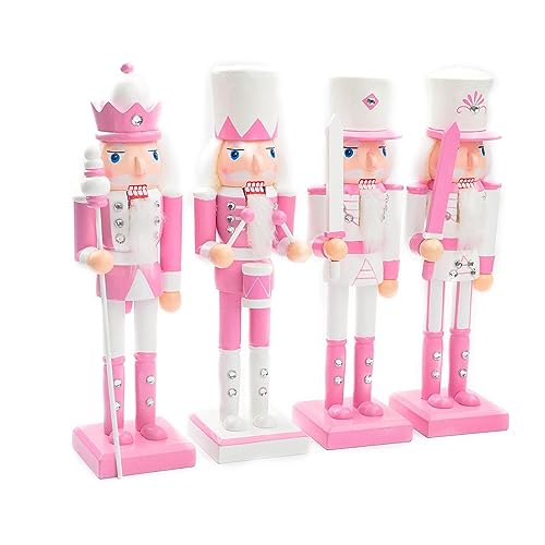 Aosekaa 4 Pieces Wood Nutcracker Ornaments Christmas Decoration, Kids Toys, Decorative Unique Gifts, Doll Nutcracker Crafts Nutcracker Soldier Aosekaa