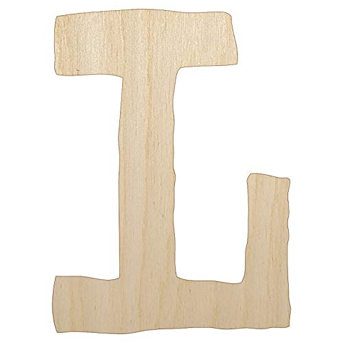 Letter L Uppercase Cute Typewriter Font Unfinished Wood Shape Piece Cutout for DIY Craft Projects - 1/4 Inch Thick - 6.25 Inch Size - WoodArtSupply