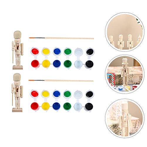 2Sets Christmas Nutcracker unpainted Nutcracker Unfinished Wood Nutcracker Christmas Table Decorations Tall Nutcracker Decorations Xmas Gift Indoor ifundom