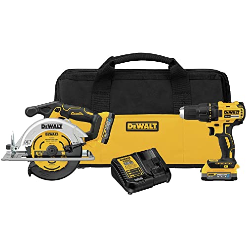 DEWALT 20V MAX* Brushless Cordless Circular Saw and Drill Combo Kit with DEWALT POWERSTACK™ Compact Batteries (DCK239E2) - WoodArtSupply