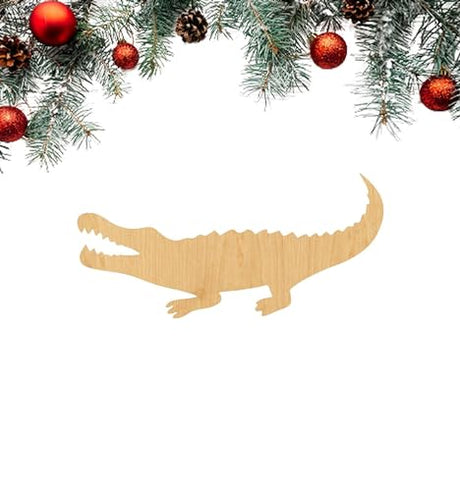 3 Pcs Alligator Supply 3" Wooden Shape Ornaments Unique Unpainted Smooth Surface Unfinished Laser Cutout Wood Sheets Boards for Crafts 1/8 Inch Thick WoodArtSupply
