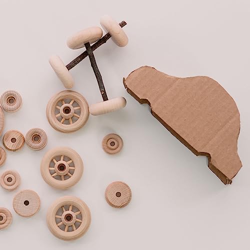 Woodpeckers- Classic Wooden Craft Toy Wheels 1.5" X 1/2" Axle Hole 24 Pack Woodpeckers