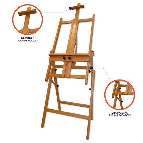 Mont Marte Convertible Studio Easel. Floor Easel Suitable for a Range of Canvas Sizes. Easy Height and Tilt Adjustment. MONT MARTE