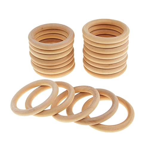 barenx Natural Wood ?C 20 Pieces Unfinished Wood Rings for Pendant, DIY - WoodArtSupply