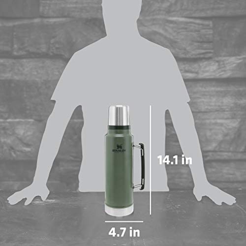 Stanley Classic Vacuum Insulated Wide Mouth Bottle - Hammertone Green - BPA-Free 18/8 Stainless Steel Thermos for Cold & Hot Beverages - 1.5 QT STANLEY