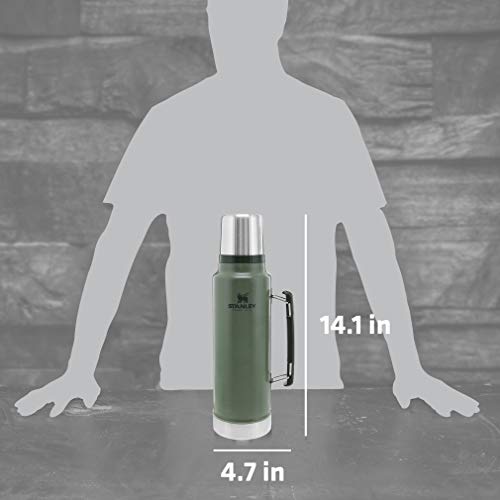 Stanley Classic Vacuum Insulated Wide Mouth Bottle - Hammertone Green - BPA-Free 18/8 Stainless Steel Thermos for Cold & Hot Beverages - 1.5 QT - WoodArtSupply