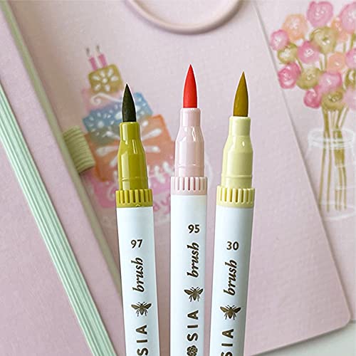 Primrosia 24 Pastel Dual Tip Markers, Fine Tip and Brush Pens. Perfect for art, illustration, drawing, calligraphy and bullet journals Primrosia