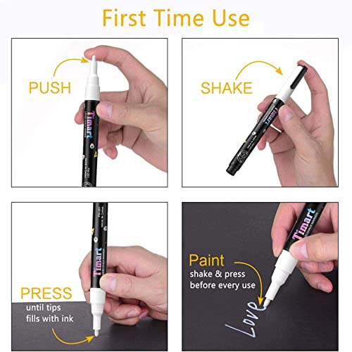 Timart Extra Fine Tip Chalk Markers (8 Pack 1mm Point), Liquid Chalk Pens - Dry Erase Marker Pens for Blackboard, Chalkboards, Windows, Glass, Timart